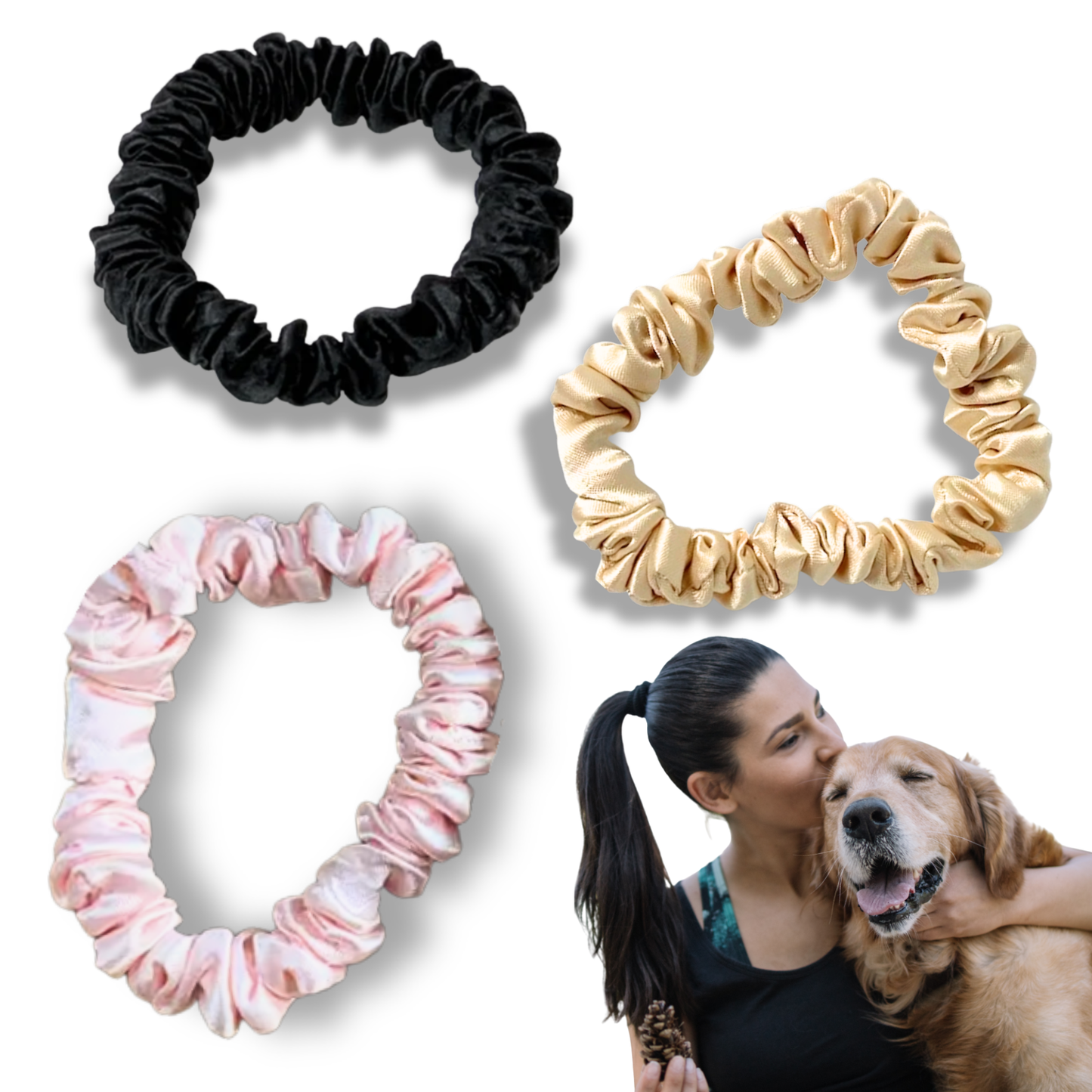 Black Satin Scrunchies