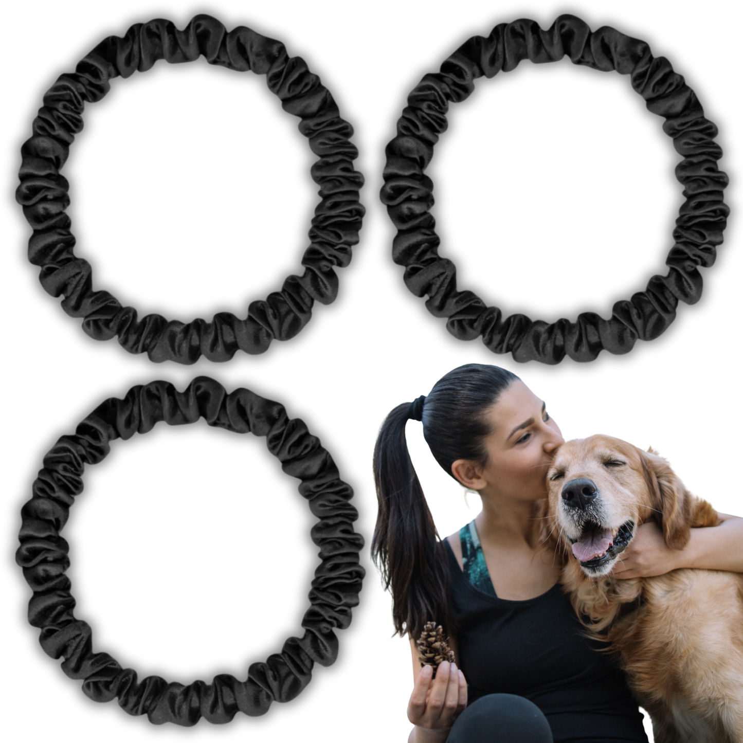 Black Satin Scrunchies