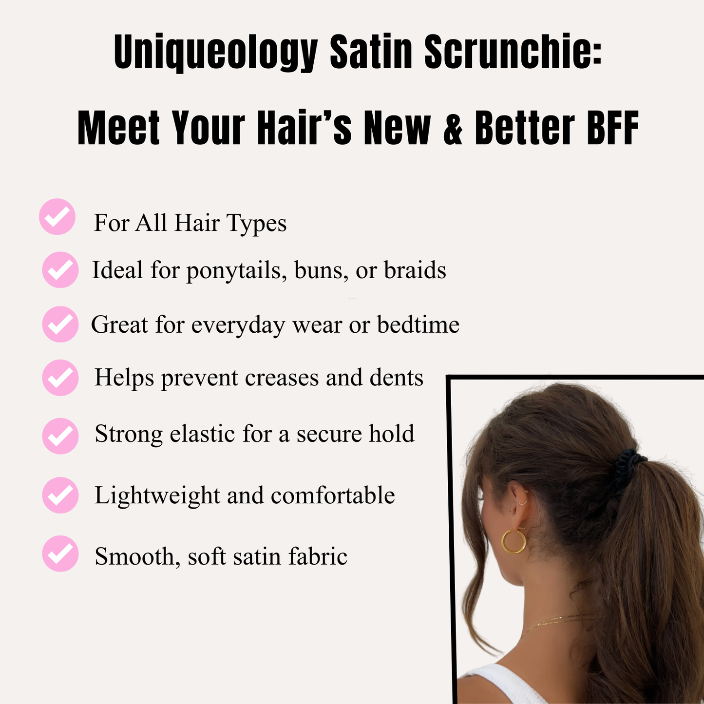 Black Satin Scrunchies